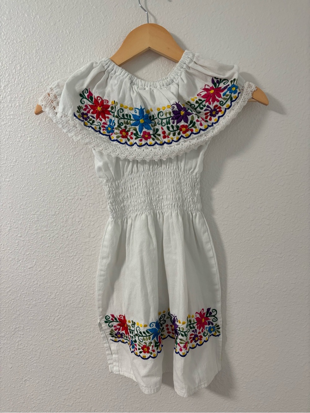 Off Shoulder Dress with  Colorful Floral Embroidery